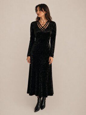 BRETT ALIXANDER Vintage 90s Velvet Dress, Size 8